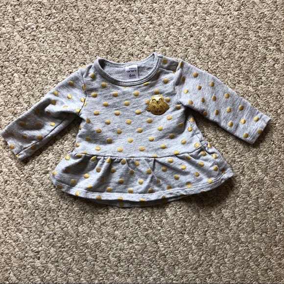 Carters Baby Girl Gray & Gold Owl Outfit - Picture 2 of 5